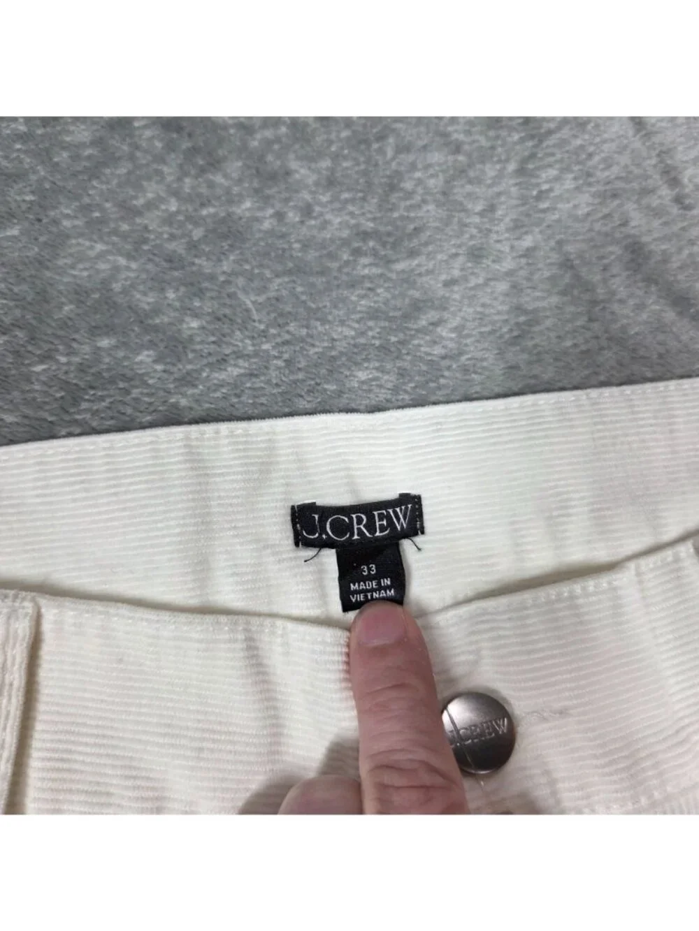 J Crew Loose Straight Corduroy Pants Womens 33 Cream High Rise Preppy NEW